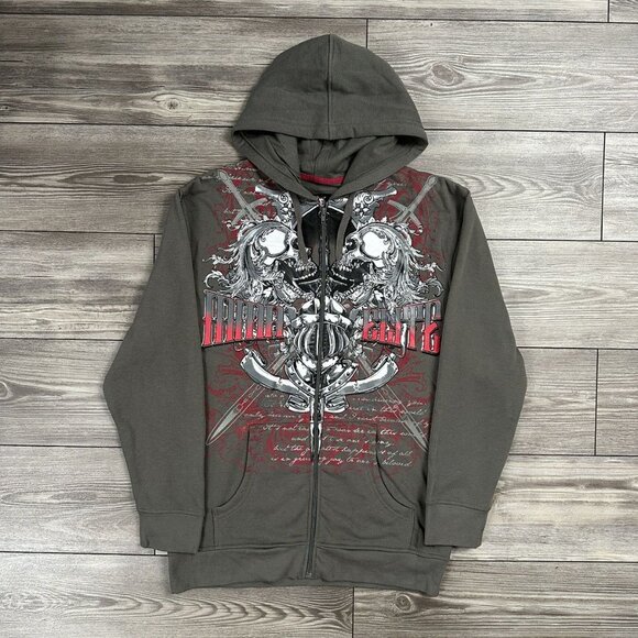 Crazy Vintage Y2K MMA Elite Affliction Style Grunge Zip Hoodie - Picture 1 of 4